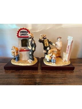 Vintage lot 2 Flambro Emmitt Kelly Jr “Day at the Fair” Clown figurines